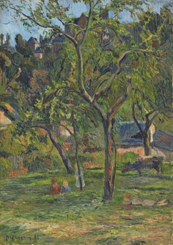 Un huerto bajo la iglesia de Bihorel. Paul Gauguin