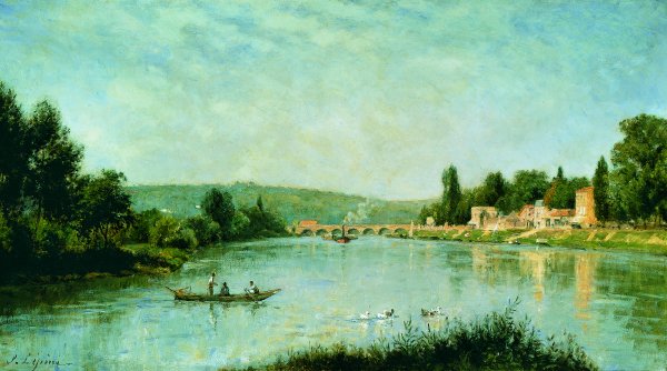 The Seine at the Pont de Sèvres. El Sena en el puente de Sèvres, c. 1876-1880