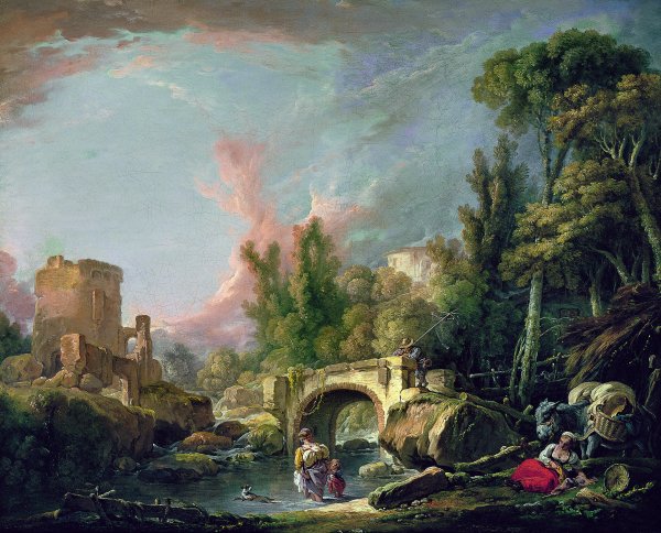 River Landscape with Ruin and Bridge. Paisaje fluvial con ruina y puente, 1762