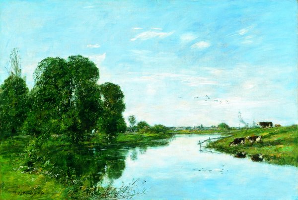 The River Touques at Saint-Arnoult. El río Touques en Saint-Arnoult, 1895
