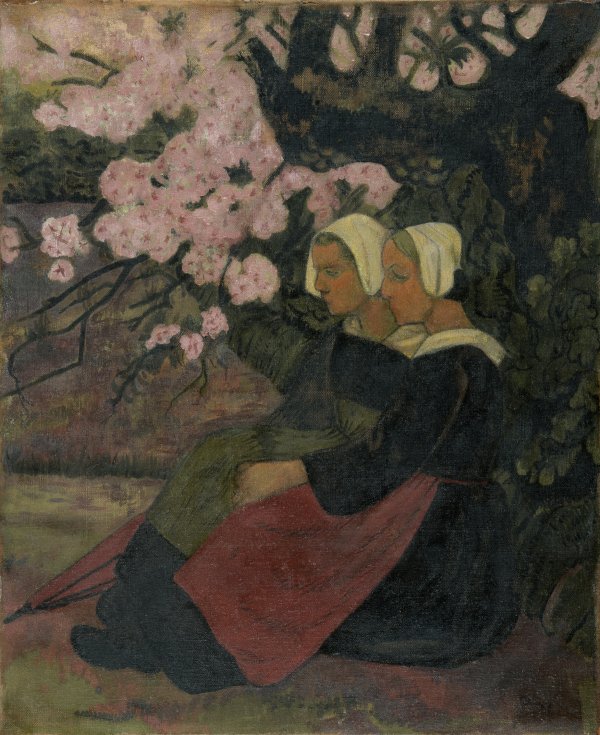 Two Breton Women under an Apple Tree in Flower  . Dos bretonas bajo un manzano en flor, 1892