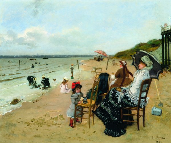 Madre e hija en la playa. Ernest-Ange Duez