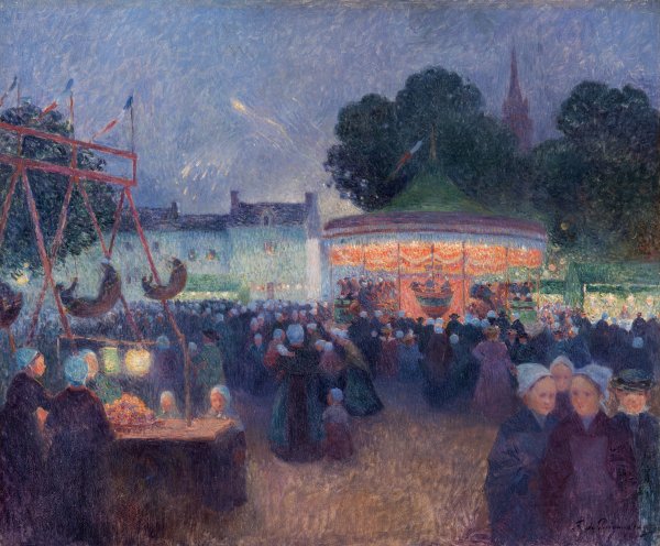 Night Fair at Saint-Pol-de-Léon. Fiesta nocturna en Saint-Pol-de-Léon, c. 1894-1898