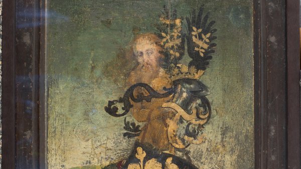 Personaje con escudo (reverso), 1487