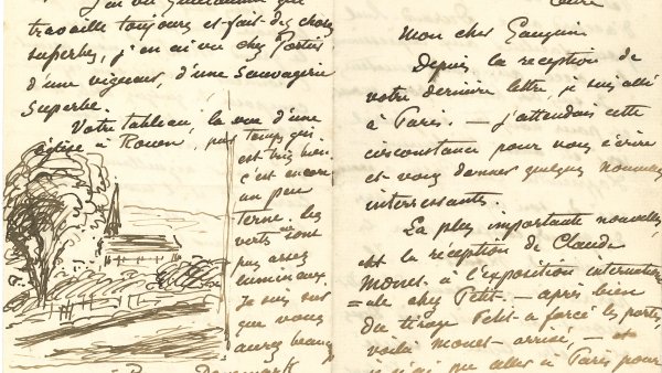 Carta a Paul Gauguin, con dibujo, Eragny sur Epte. Mayo de 1885