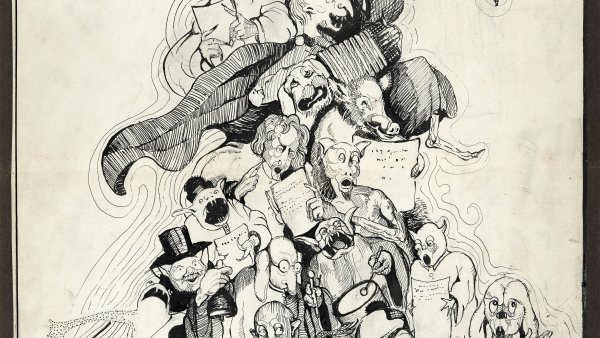 La algarabía ciudadana le proporcionó serias pesadillas, 1927. Dibujo para el libro &#039;Cuentos para soñar&#039; de María Teresa León