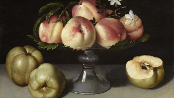 Crystal Fruit Stand with Peaches, Quinces and Jasmine Flowers, s. XVII